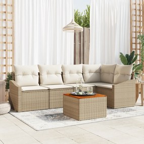 vidaXL Σετ Καναπέ Κήπου 6 pcs Beige, λευκό 55 x 55 x 37 εκ Ρατάν, Ξύλο