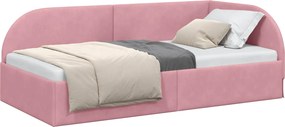 vidaXL Κρεβάτι Γωνίας Ροζ 90 x 190 cm Βελούδο
