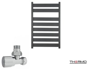 Thermo LARGO Θερμαινόμενη πετσετοκρεμάστρα από Mild Steel με υδραυλική λειτουργία, 80x50cm Black
