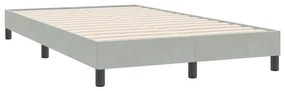 Κρεβάτι Boxspring με Στρώμα Ανοιχτό Γκρι 120x220 εκ. Βελούδινο - Γκρι