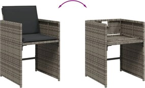 vidaXL Σετ Τραπεζαρίας Κήπου 17 τεμ. Γκρι από Συνθ. Ρατάν με Μαξιλάρια