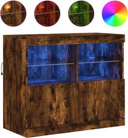 vidaXL Μπουφές με LED Καπνιστή Δρυς 81 x 37 x 67 εκ.