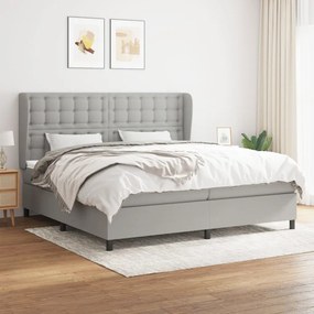 vidaXL Κρεβάτι Boxspring με Στρώμα Ανοιχτό Γκρι 200x200 εκ. Υφασμάτινο