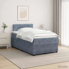VidaXL Κρεβάτι box spring με στρώμα Σκούρο Γκρι 120 x 190 cm Βελούδο