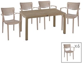 Τραπεζαρία Explore-Frontline σετ 7τεμ PP cappuccino 150x90x73,5εκ. 150x90x73.5 εκ.