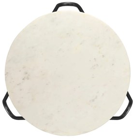 Τραπεζάκι Σαλονιού Λευκό 65x65x42 εκ. Πέτρα με Μαρμάρινη Υφή - Λευκό