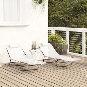 vidaXL Πτυσσόμενη ξαπλώστρα 2 pcs Κρεμ 182 x 55 x 85,5 εκ Textilene