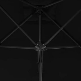 Ομπρέλα Κήπου Μαύρη 300 x 230 εκ. με Ατσάλινο Ιστό - Μαύρο