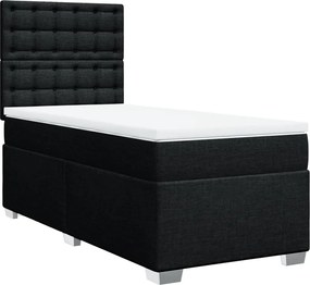 vidaXL Κρεβάτι Boxspring με Στρώμα Μαύρο 90x200 εκ. Υφασμάτινο