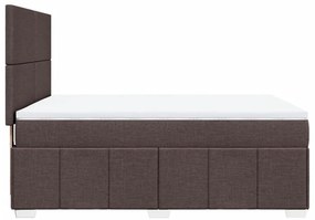 vidaXL Κρεβάτι Boxspring με Στρώμα Σκούρο Καφέ 140x200 εκ Υφασμάτινο