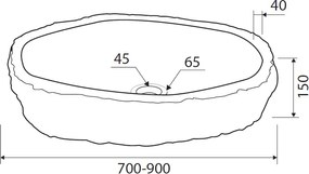 Karag River Stone NRSL Grey 70 - Επιτραπεζιος Πετρινος Νιπτηρας