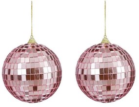 Χριστουγεννιάτικες Μπάλες Disco Mirror 02.1162270 (Σετ 2τμχ) 10cm Pink