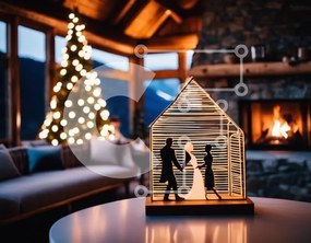 Intra Συλλεκτικό Ξύλινο Παζλ Plywood  4mm - Σαλόνι με θέμα τις διακοπές με εορταστική διακόσμηση Σε Ξύλινο Κουτί - Διαστάσεις Puzzle: 10x10 cm – 25 κομμάτια