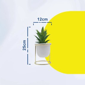 Τεχνητό Φυτό σε Κεραμικό Γλαστράκι σε Μεταλλική Βάση 9.5x18cm