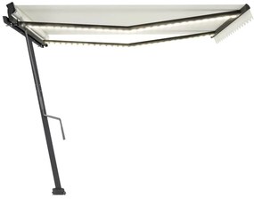 vidaXL Τέντα Συρόμενη Χειροκίνητη με LED Κρεμ 450 x 300 εκ.