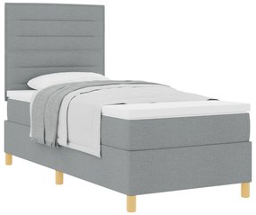 vidaXL Κρεβάτι Box Spring με Στρώμα Ανοιχτό Γκρι 90x200 εκ. Ύφασμα