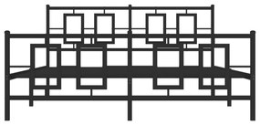 vidaXL Πλαίσιο Κρεβατιού με Κεφαλάρι&Ποδαρικό Μαύρο 150x200εκ. Μέταλλο
