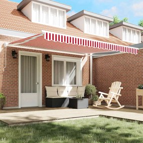 vidaXL Χειροκίνητο Retractable Σκίαστρο Κόκκινο και Λευκό Ριγέ 400x300 cm