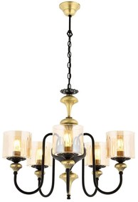 Φωτιστικό Οροφής 301AUR1127 Φ62x100cm 5xE27 40W Black-Gold Opviq