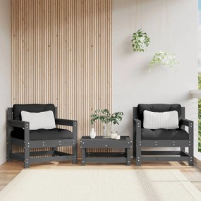 vidaXL Καρέκλες Κήπου με Μαξιλάρια 2 τεμ. Γκρι από Μασίφ Ξύλο Πεύκου