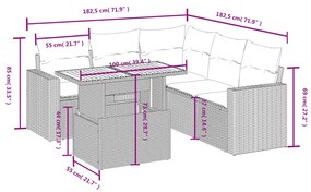 vidaXL Σετ Καναπέ Κήπου 6 τεμ. Μπεζ Συνθετικό Ρατάν με Μαξιλάρια