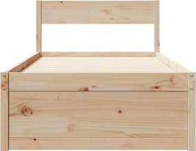 vidaXL Σκελετός Κρεβατιού Χωρίς Στρώμα 75x190 εκ Μασίφ Ξύλο Πεύκου