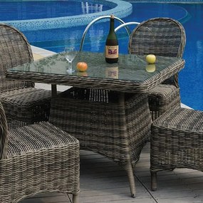 MONTANA Τραπέζι Dining Κήπου-Βεράντας ALU, Φ5mm Round Wicker Grey Brown  90x90 H.75cm [-Καφέ Γκρι-] [-Αλουμίνιο/Wicker-] Ε6551