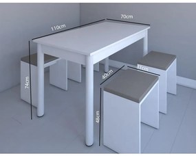 ΣΕΤ ΤΡΑΠΕΖΑΡΙΑΣ (4+1) ARTELIBRE DARLINE ΛΕΥΚΟ ΜΟΡΙΟΣΑΝΙΔΑ 110X70X74CM