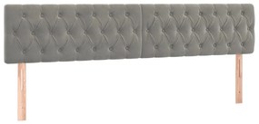 Κεφαλάρι Κρεβατιού LED Ανοιχτό Γκρι 200x7x78/88 εκ. Βελούδινο 3122014