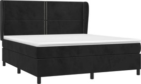 vidaXL Κρεβάτι Boxspring με Στρώμα Μαύρο 180x200 εκ. Βελούδινο