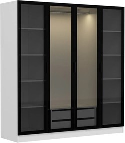 Τετραφυλλη Ντουλαπα Λευκο/Μαυρο KALEO 52x270x190