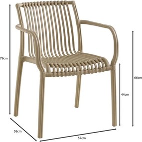 MODENA Πολυθρόνα Στοιβαζόμενη, PP-UV Protection Tortora   1τμχ