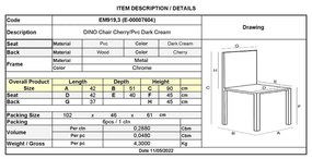 Καρέκλα Dino Χρώμιο-Κερασί-Εκρού PVC Συσκ.6τμχ 42x51x90cm