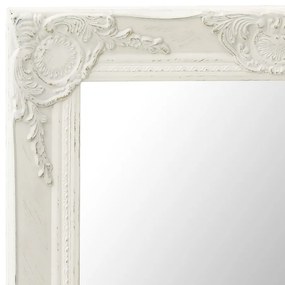 Καθρέφτης Τοίχου με Μπαρόκ Στιλ Λευκός 60 x 60 εκ. - Λευκό