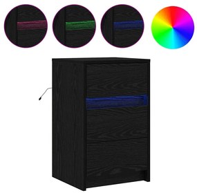 vidaXL Κομοδίνο with Μαύρη δρυς 38 x 34 x 61 εκ. Επεξεργασμένο ξύλο