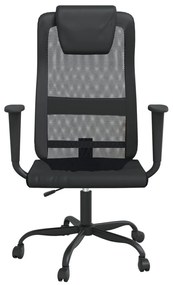 Καρέκλα Γραφείου Ρυθμ. Ύψος Μαύρη Διχτυωτό Ύφασμα/Συνθ. Δέρμα - Μαύρο