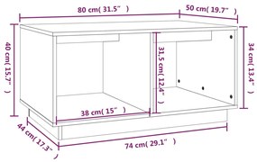 Τραπεζάκι Σαλονιού Μαύρο 80x50x40εκ. από Μασίφ Ξύλο Πεύκου - Μαύρο