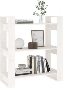 vidaXL Βιβλιοθήκη/Διαχωριστικό Χώρου Λευκό 80x35x91 εκ. Μασίφ Πεύκο