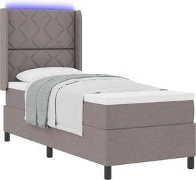 vidaXL LED Κρεβάτι με βάθρο με στρώμα Taupe 80 x 200 cm ύφασμα