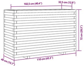 Ζαρντινιέρα Κήπου 110x40x72 εκ. από Μασίφ Ξύλο Πεύκου - Καφέ