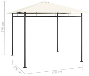 vidaXL Κιόσκι Κρεμ 3 x 3 x 2,7 μ. 180 γρ./μ²