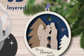 Σετ των 3 Intra απο ξύλο plywood 3mm-4mm πάχος Χριστουγεννιάτικο Στολίδι , Family Δίασταση 8x8 cm INTRAFABR-37365886