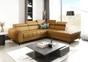 Γωνιακός καναπές Calyra Lthr-Μουσταρδί-Δεξιά