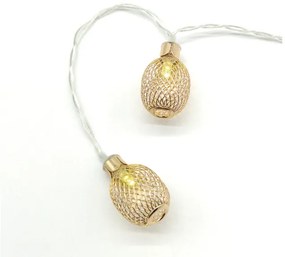Λαμπάκια Σειρά 10 LED IP20 METAL PINAPPLE Μπαταρίας 3xAA ACA-X061011256-Χρυσό X061011256