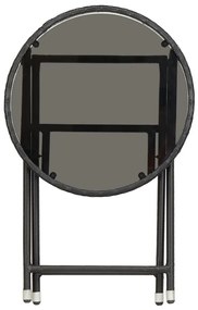 Τραπέζι Βοηθητικό Μαύρο 60 εκ. Συνθετικό Ρατάν / Ψημένο Γυαλί - Μαύρο