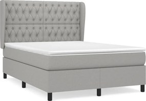 vidaXL Κρεβάτι Boxspring με Στρώμα Ανοιχτό Γκρι 140x190 εκ. Υφασμάτινο