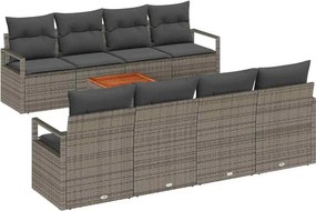 vidaXL Σετ Καναπέ Κήπου 9 τμχ. Γκρι συνθετικό ρατάν