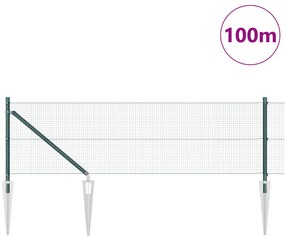 vidaXL Φράχτης  Welded Wire με 13 Στήλες Σταύλων Πράσινος 0.5x100 μ Ατσάλι