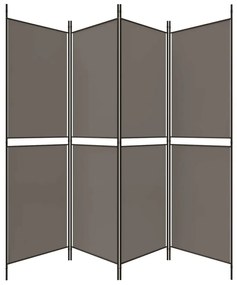 Διαχωριστικό Δωματίου με 4 Πάνελ Ανθρακί 200x200 εκ. από Ύφασμα - Ανθρακί