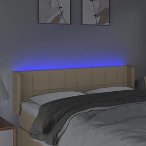 Κεφαλάρι Κρεβατιού LED Κρεμ 147x16x78/88 εκ. Υφασμάτινο - Κρεμ
